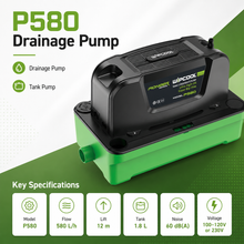 P580 drainage pump specification graphic