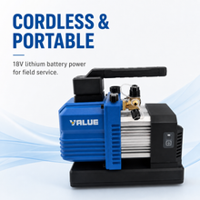 VALUE VRP-4DE cordless portable 18V lithium battery vacuum pump feature image
